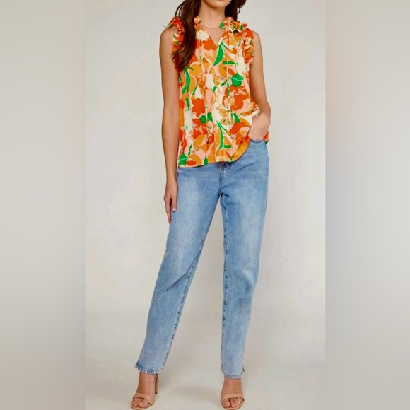 Entro | NWT Floral Tank Ruffle Small - Picture 9 of 9